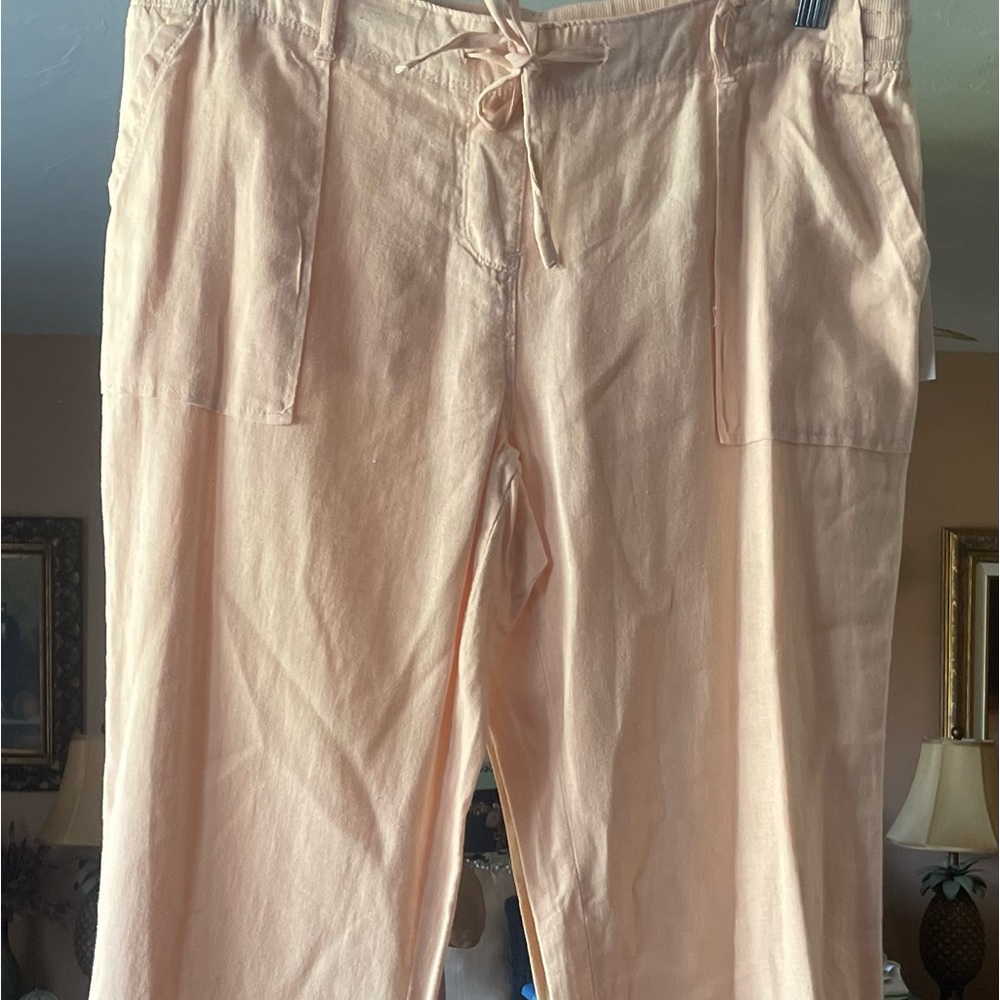NWT Alexander Jordan Pale Blush  Linen Palazzo Pants L